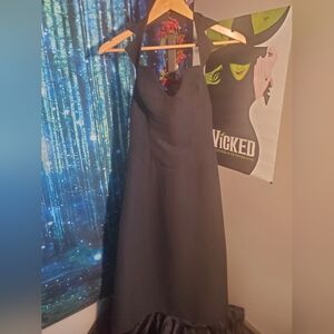 NWOT Vintage black collared halter cocktail dress with corset back no size